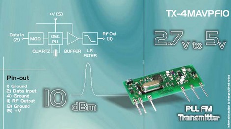 Aurel TX-4LAVPF10 434 MHz PLL FSK Modulo di trasmissione