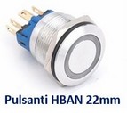 HBGQ22-11EW12  Pulsante  acciaio inox  22mm White Led Ring