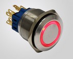 HBGQ28-11ER12  Pulsante  acciaio inox  28mm Red Ring Led