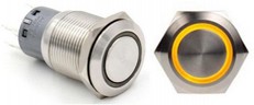 HBS1-AGQ-11ZEY12S  Interruttore  acciaio inox  19mm Ring  Led Yellow 