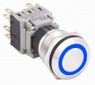 HBS1-BGQ-11EB12S  Interruttore  acciaio inox  19mm Ring Led Blue 12V 1 contatto