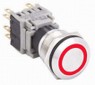 HBS1-BGQ-11ER12S  Pulsante  acciaio inox  19mm Ring Led Red 12V 1 contatto