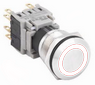 HBS1-BGQ-11EW12S  Pulsante  acciaio inox  19mm Ring Led White 12V 1 contatto